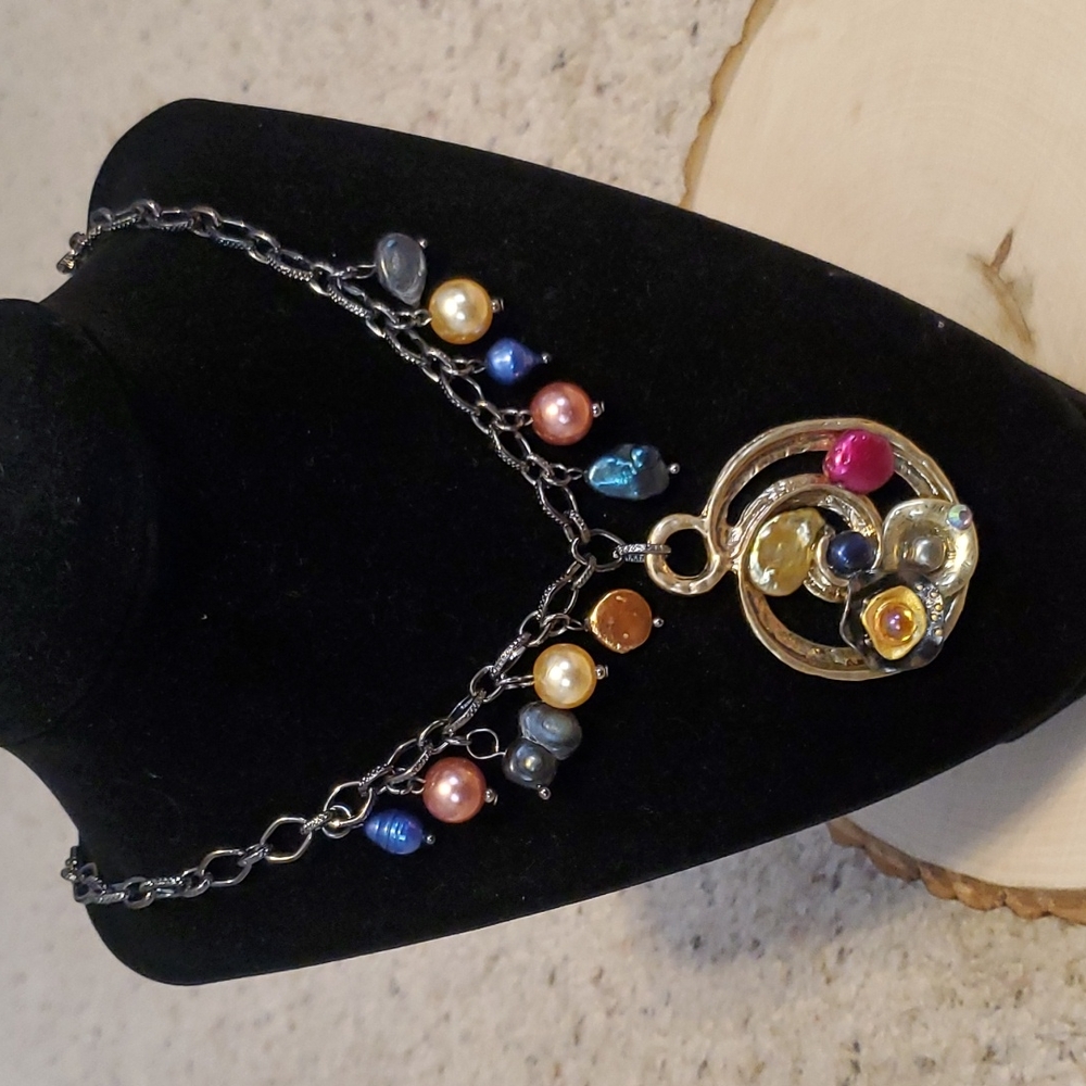 Talbots Multi-Colored Circle Design Statement Nec… - image 1